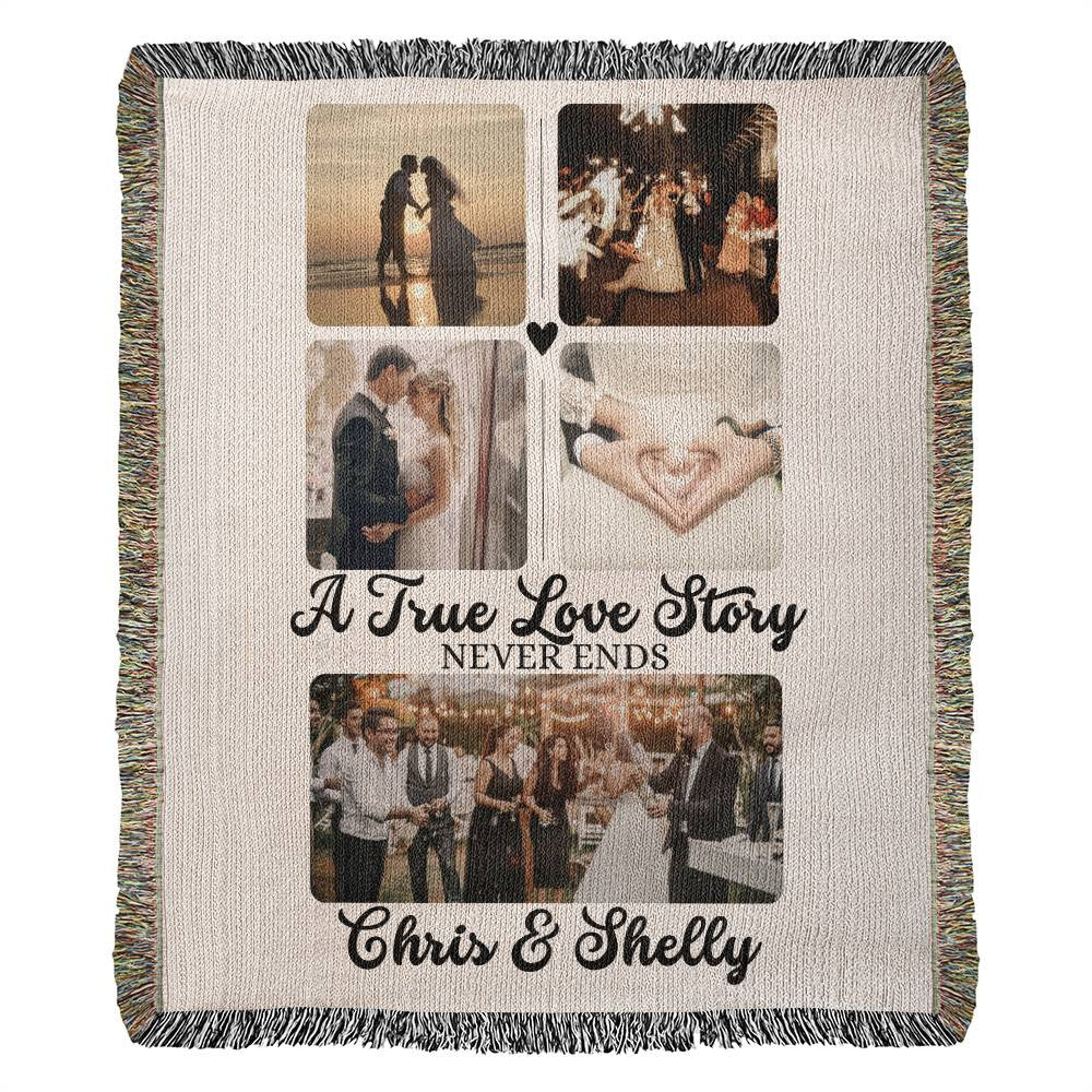 Customized Photo Woven Blanket | Wedding | Gift For Him Or Her | Family & Friends | Special Memory Keepsake