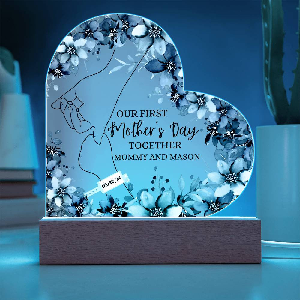 First Mother's Day Together Personalized Acrylic Heart Plaque