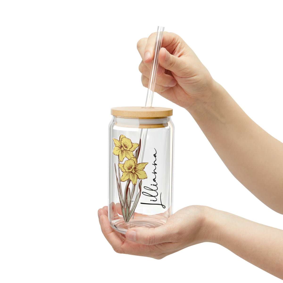 Personalized Birth Flower Tumbler With Name Birth Flower Glass Coffee Cup Mothers Day Gifts for Her Birthday Bridesmaid Proposal Party Favor
