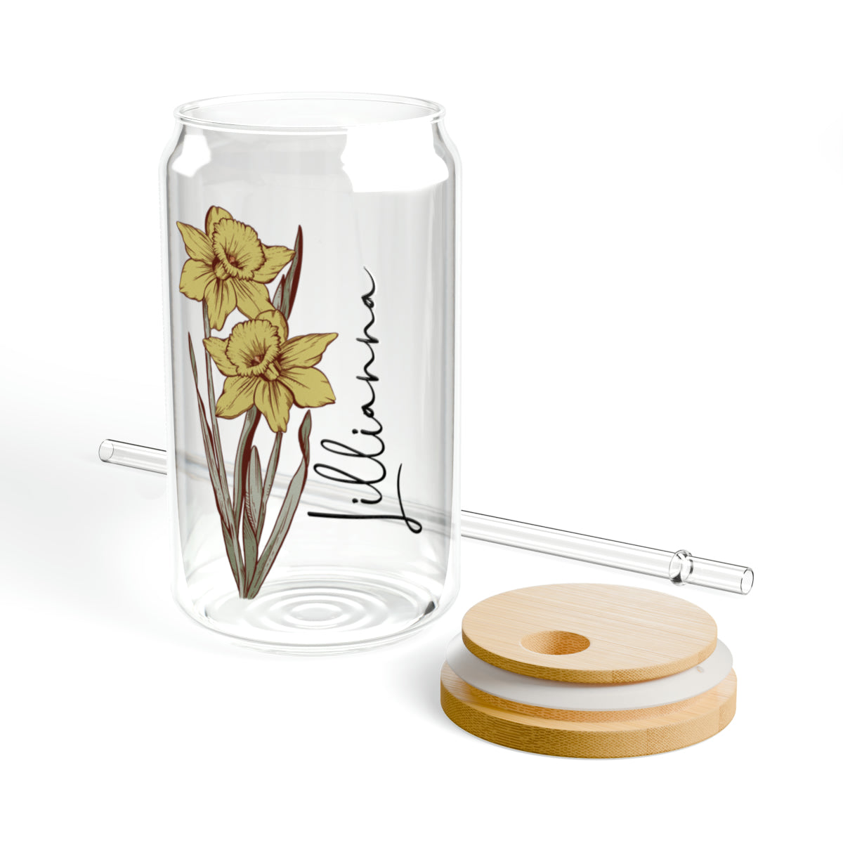 Personalized Birth Flower Tumbler With Name Birth Flower Glass Coffee Cup Mothers Day Gifts for Her Birthday Bridesmaid Proposal Party Favor