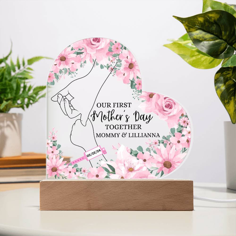 First Mother's Day Together Personalized Acrylic Heart Plaque