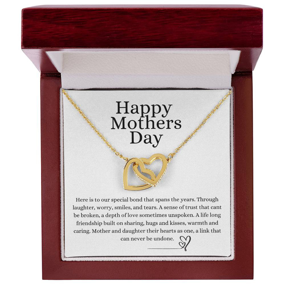 Happy Mother's Day Interlocking Hearts Necklace (Yellow & White Gold Variants)
