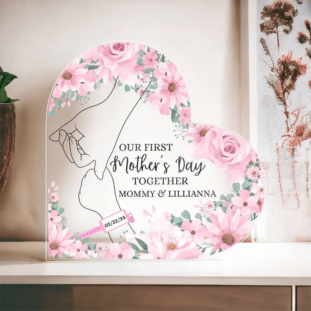 First Mother's Day Together Personalized Acrylic Heart Plaque