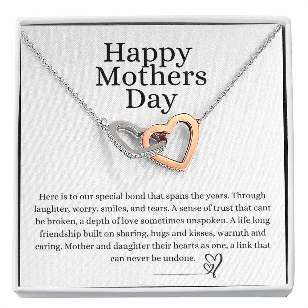 Happy Mother's Day Interlocking Hearts Necklace (Yellow & White Gold Variants)