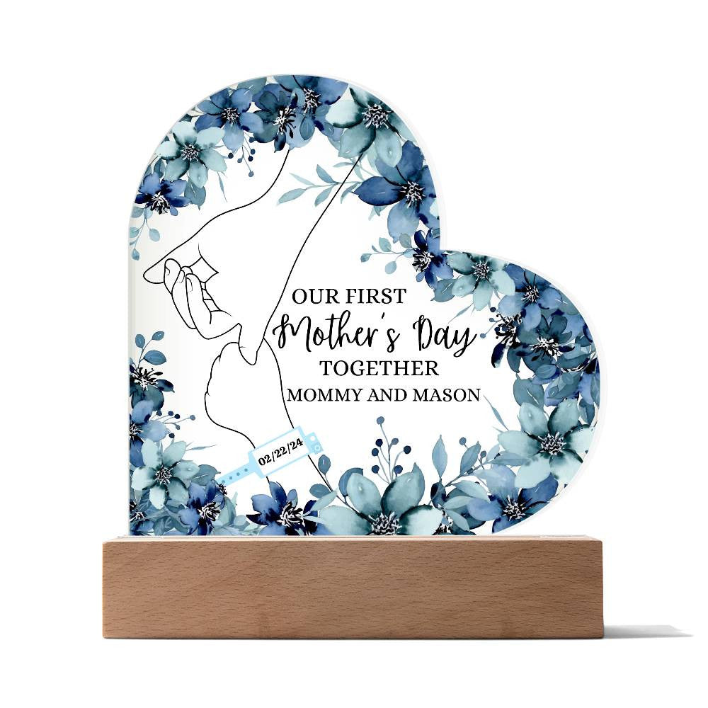 First Mother's Day Together Personalized Acrylic Heart Plaque