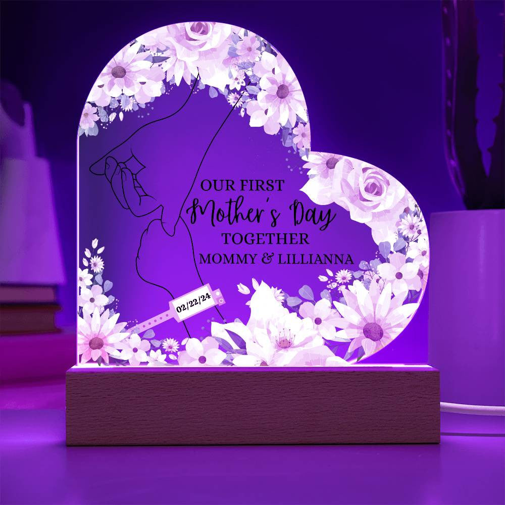 First Mother's Day Together Personalized Acrylic Heart Plaque