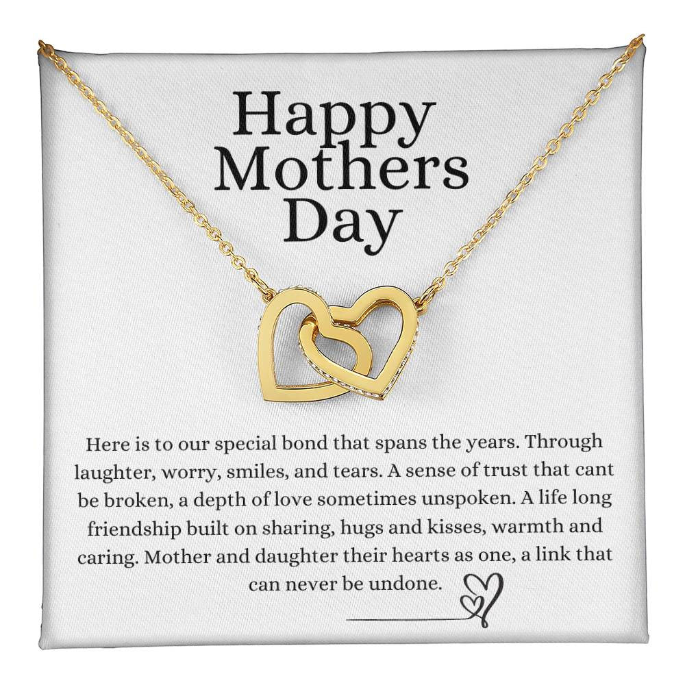Happy Mother's Day Interlocking Hearts Necklace (Yellow & White Gold Variants)